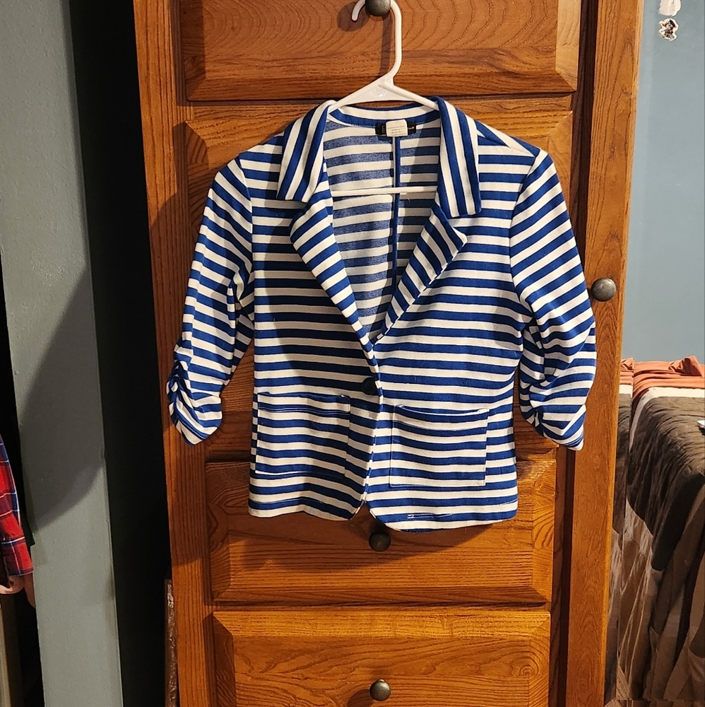 Blue & white striped blazer